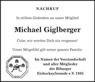 Traueranzeige Michael Giglberger