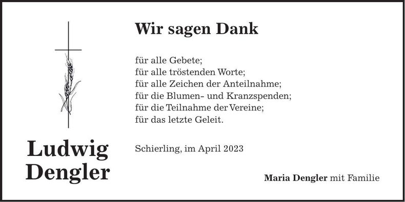 Traueranzeige Ludwig Dengler