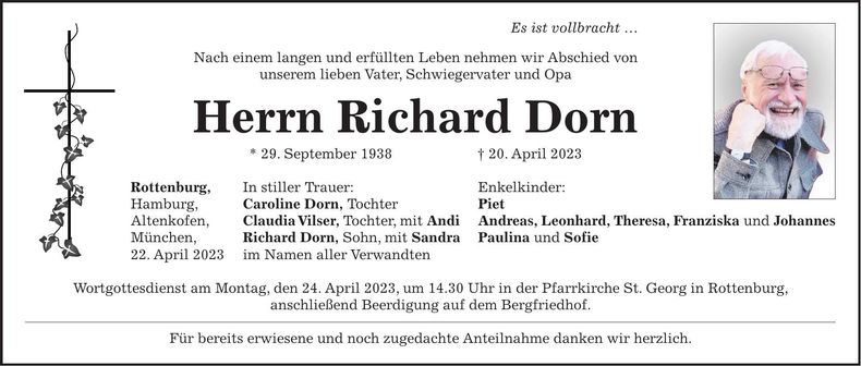 Traueranzeige Richard Dorn