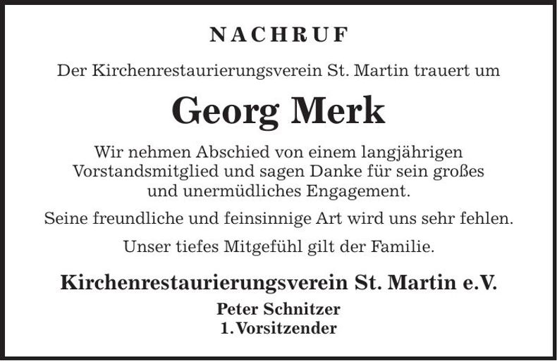 Traueranzeige Georg Merk