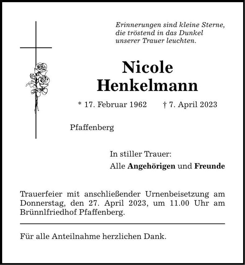 Traueranzeige Nicole Henkelmann