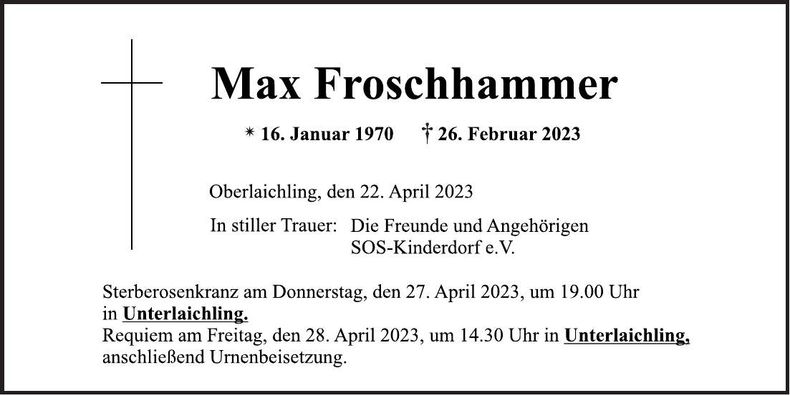 Traueranzeige Max Froschhammer