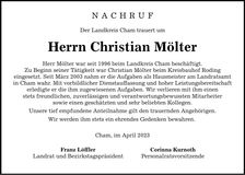 Traueranzeige Christian Mölter