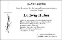 Traueranzeige Ludwig Huber