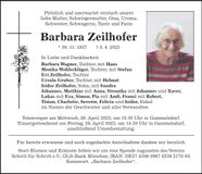 Traueranzeige Barbara Zeilhofer