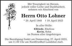 Traueranzeige Otto Lohner