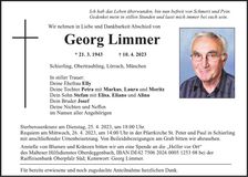 Traueranzeige Georg Limmer