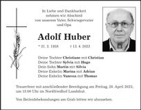 Traueranzeige Adolf Huber