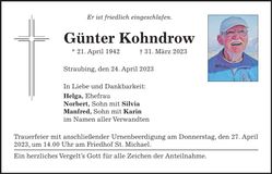 Traueranzeige Günter Kohndrow