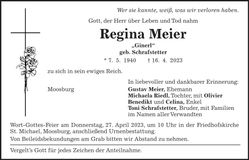 Traueranzeige Regina Meier