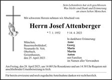 Traueranzeige Josef Attenberger