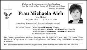 Traueranzeige Michaela Aich