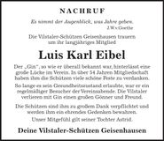 Traueranzeige Alois Eibel