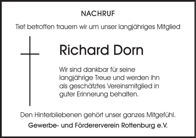 Traueranzeige Richard Dorn