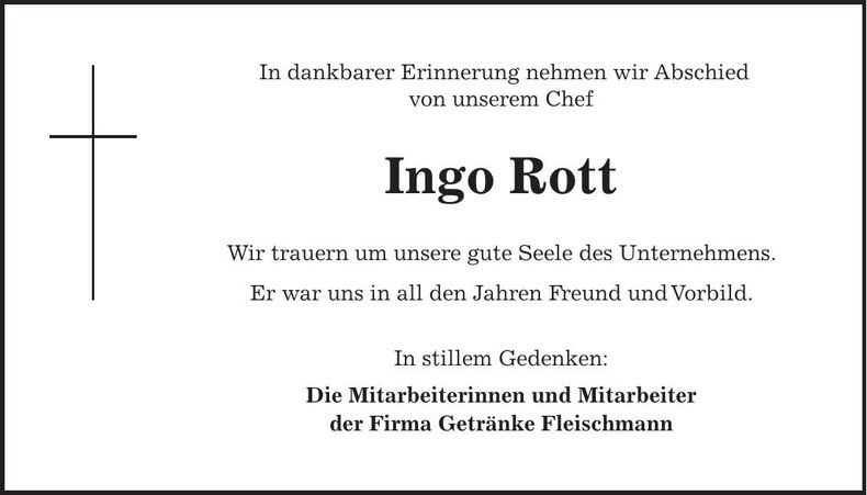 Traueranzeige Ingo Rott