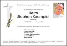 Traueranzeige Stephan Kaempfel