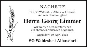 Traueranzeige Georg Limmer
