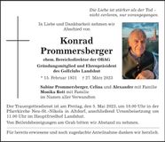 Traueranzeige Konrad Prommersberger