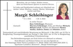 Traueranzeige Margit Schleibinger