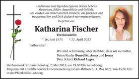 Traueranzeige Katharina Fischer