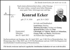 Traueranzeige Konrad Ecker