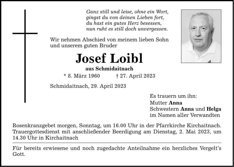 Traueranzeige Josef Loibl