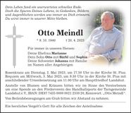 Traueranzeige Otto Meindl