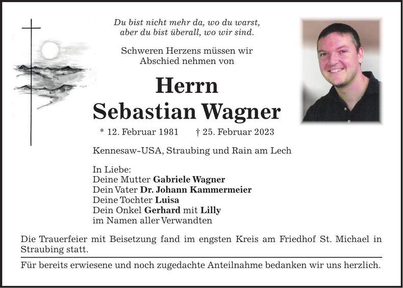 Traueranzeige Sebastian Wagner