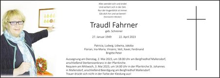 Traueranzeige Edeltraud Fahrner