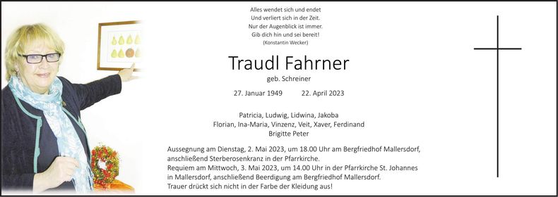 Traueranzeige Edeltraud Fahrner