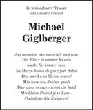 Traueranzeige Michael Giglberger