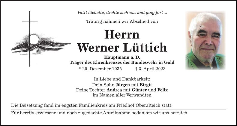Traueranzeige Werner Lüttich