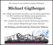 Traueranzeige Michael Giglberger