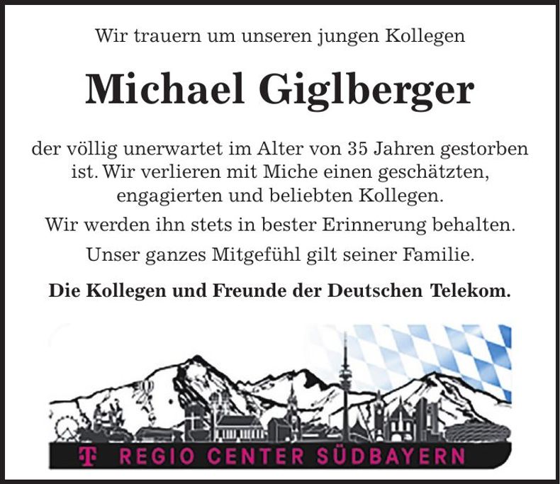 Traueranzeige Michael Giglberger
