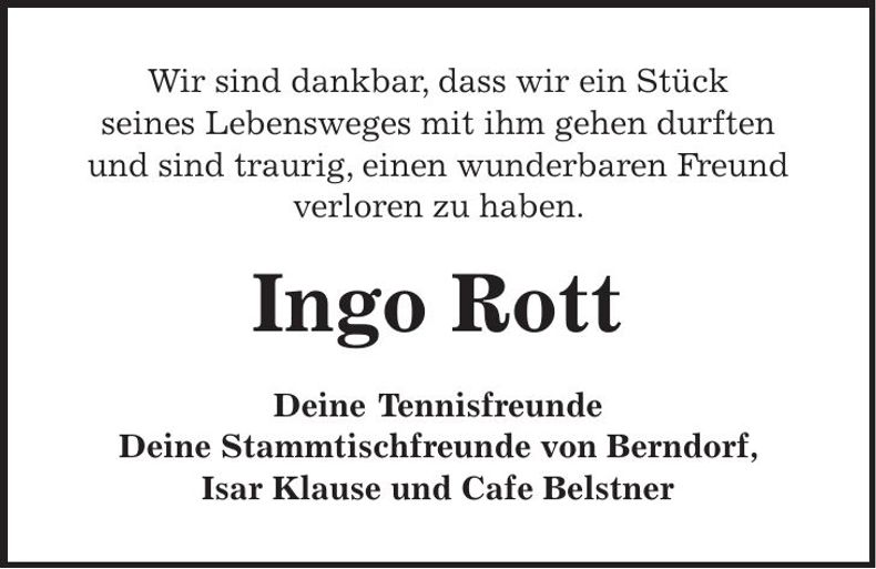 Traueranzeige Ingo Rott
