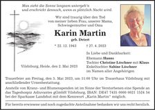 Traueranzeige Karin Martin