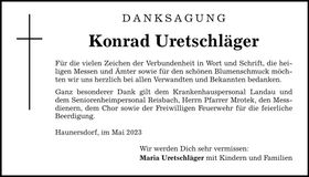 Traueranzeige Konrad Uretschläger