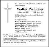 Traueranzeige Walter Pielmeier