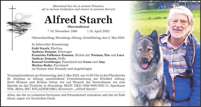 Traueranzeige Alfred Strach