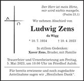 Traueranzeige Ludwig Zens