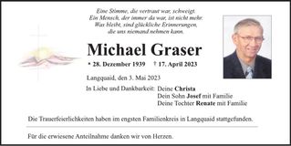 Traueranzeige Michael Graser