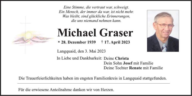 Traueranzeige Michael Graser