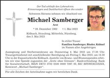 Traueranzeige Michael Samberger