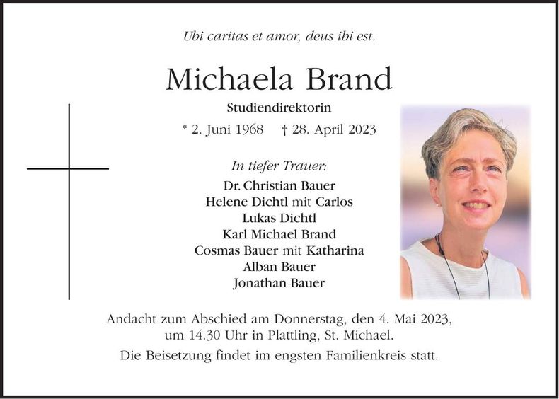 Traueranzeige Michaela Brand