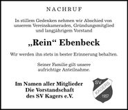 Traueranzeige Reinhard Ebenbeck