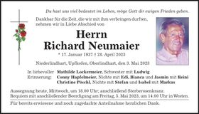Traueranzeige Richard Neumaier