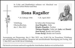 Traueranzeige Ilona Ragaller