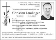 Traueranzeige Christian Landinger