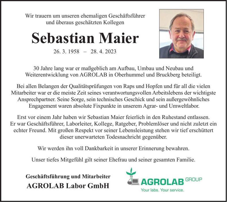 Traueranzeige Sebastian Maier