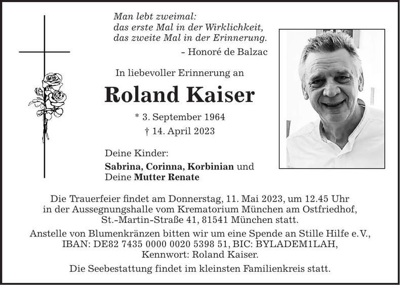 Traueranzeige Roland Kaiser